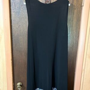 Fashion Bug Black Sleeveless Dress with Blue and White Leopard Hem